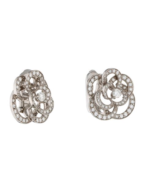 chanel diamond camelia earrings.